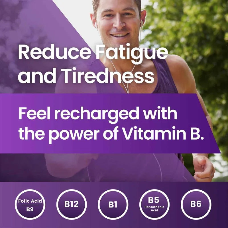 Vitamin B Complex High Dosage, 180 Tablets Vitamins Group B Biotin, Thiamine B1, Riboflavin B2, Vitamin B3 Niacin, B5 Pantothenic Acid, B6, Vitamin B12 and Folic Acid